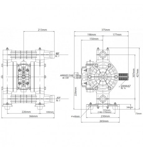 pompe pneumatique Inox TC-X252 VT
