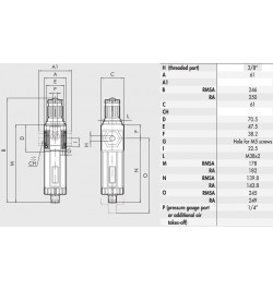 Filtre régulateur d'air 3/8 de pouce